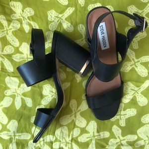 Black Two Strap heeled sandal